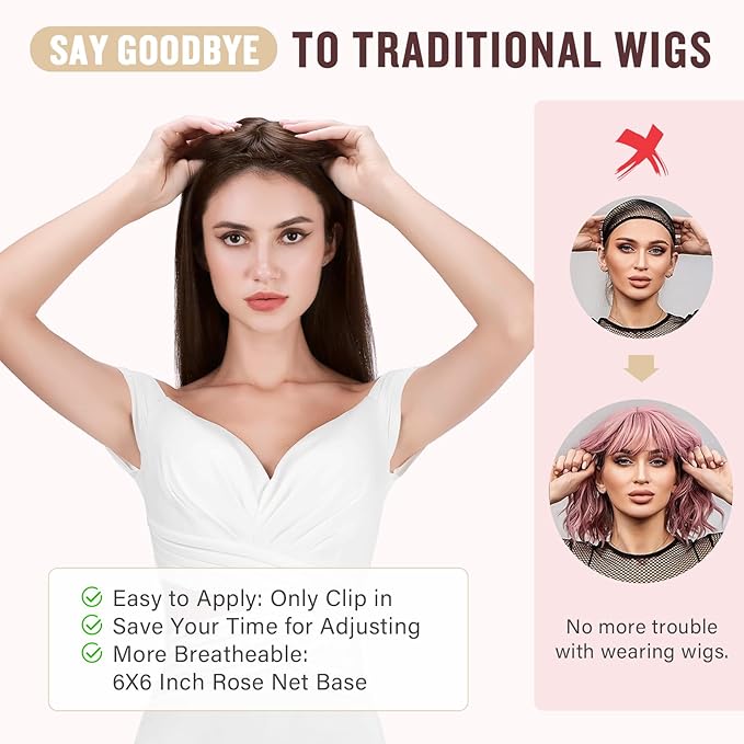 Hairro 18 Inch Long Hair Toppers Wavy with Side Bangs for Women, Clips In Synthetic Hairpieces Capless, for Adding Volume/Birthday/Party/Halloween/Cosplay Dress Up, Light Brown Mix Blonde