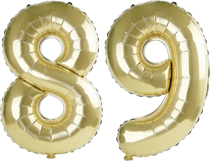40 Inch Number 89 Balloons for 89th Birthday Party Decorations, 0-100 Champagne by FOBELEC