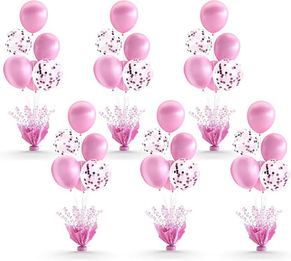 6 Set Pink Table Balloons Foil Spray Centerpiece by Suppromo