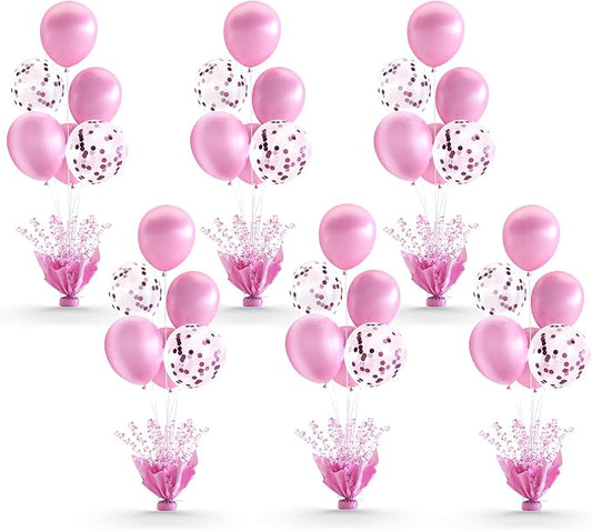 6 Set Pink Table Balloons Foil Spray Centerpiece by Suppromo