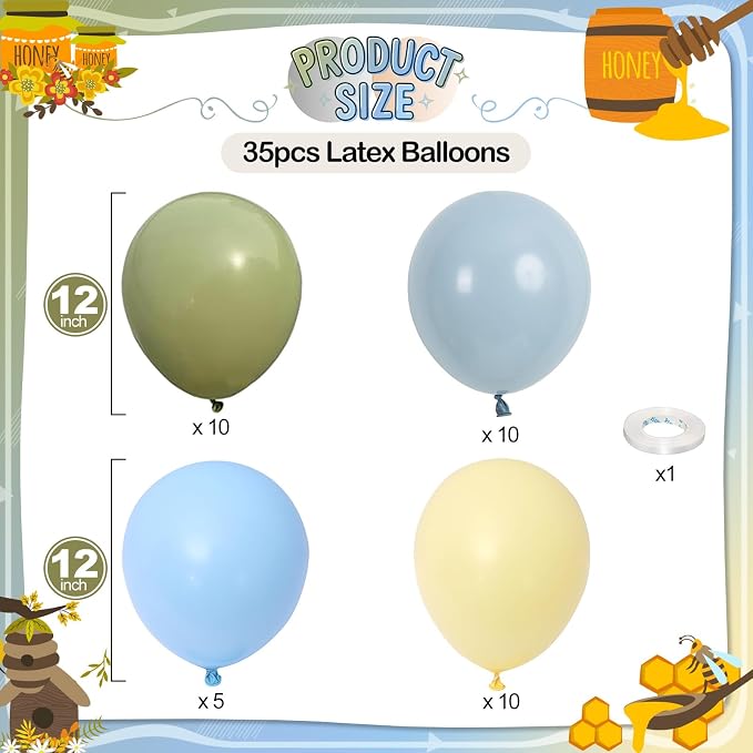 Sage Green Dusty Blue Yellow Balloon, 12 Inch Fog Slate Blue Balloons - Image 2