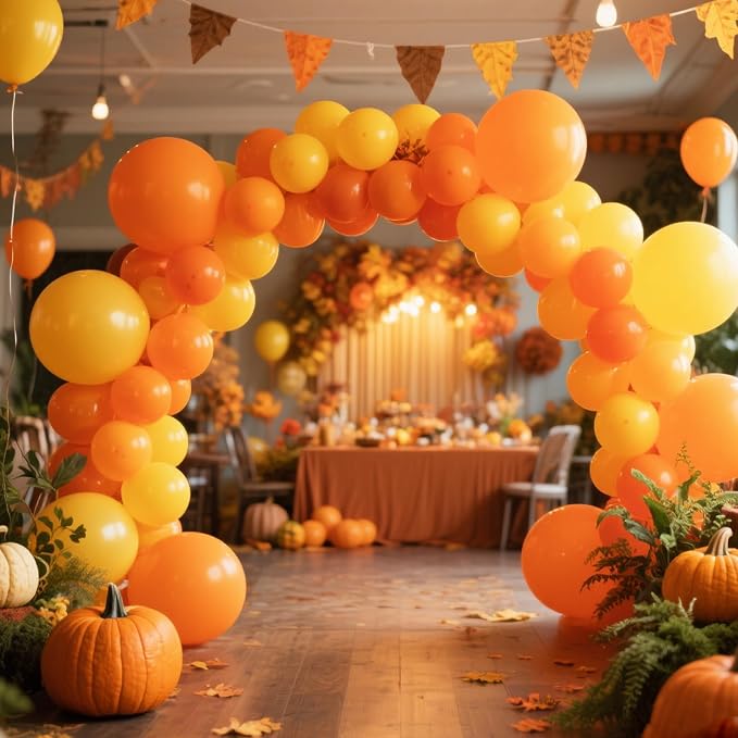 RUBFAC Orange Balloons Arch Kit Different Sizes 18/12/10/5 Inch 129pcs | Burnt - Image 7