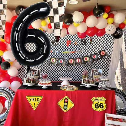 TONIFUL Race Car Black Balloons Car Birthday Party Supplies, 40 Inch Giant - Image 6