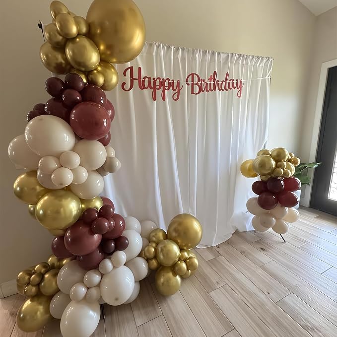 Jobkoo Burgundy Gold Balloons 60 PCS Dark Red Wine White Sand Beige Latex - Image 4