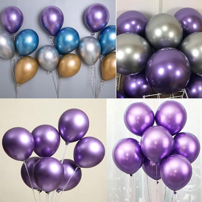 5 inch Metallic Purple Balloons - Image 6