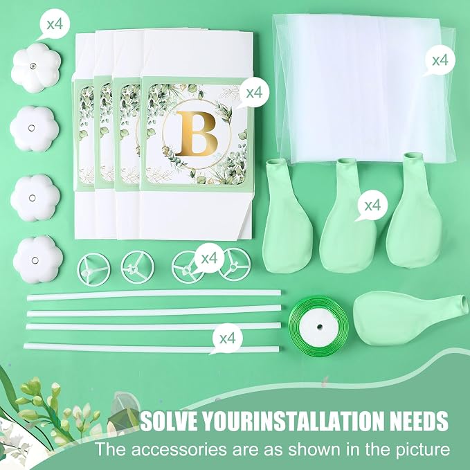 4 Set Sage Green Tulle Tutu Balloon - Image 4