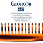 Giorgio G47 Wide Tooth Detangling Hair Comb for Thick Curly Wavy Hair. Long Detangler Comb For Wet and Dry Hair. Handmade, Extra Wide Tooth Comb Saw-Cut, Hand Polished