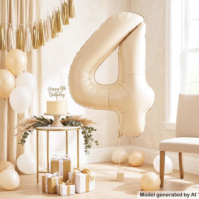 40 Inch Cream Foil Number 4 Balloon - Image 4