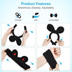 4Pack Headband and Wristband Set for Washing Face, Spa Skincare Makeup Headband, Soft Puffy Hair Band Bow Tie, for Women and Teen Girl Trendy Stuff Gifts