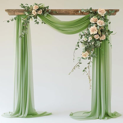 Wedding Arch Draping Fabric Backdrop Drapes 28.7"x 20FT, Sage Green | Sheer by Wokceer