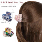 Small Hair Clips for Women,1.4" Acetate Hair Claw Clips, Strong Hold Nonslip Half-Up Jaw Clip, French Hair Accessories Birthday Thanksgiving Christmas Gift for Girls Mother Daughter Thin Thick (6 PCS)