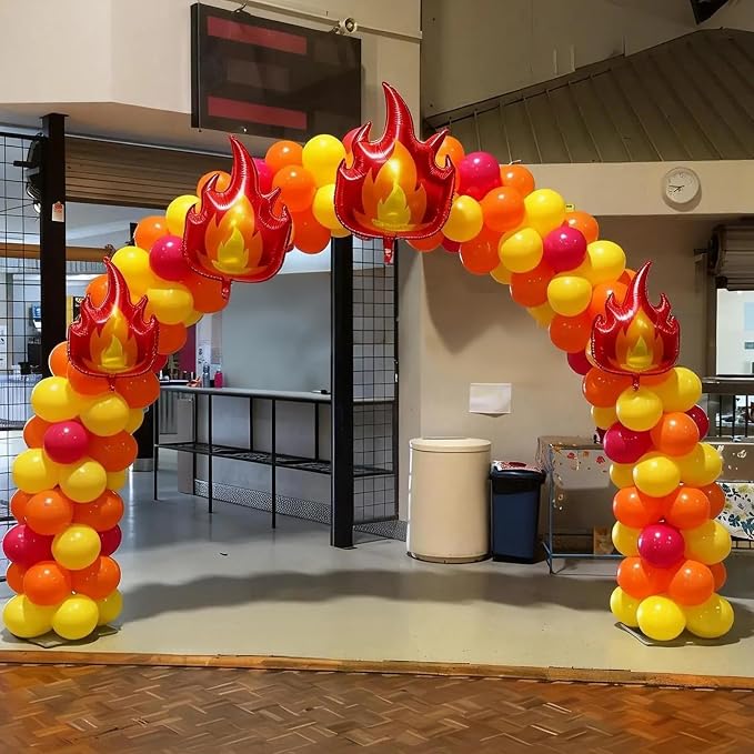Fire Truck Balloons, 12inch Red Orange Yellow Balloons, Metallic Gold Confetti - Image 5