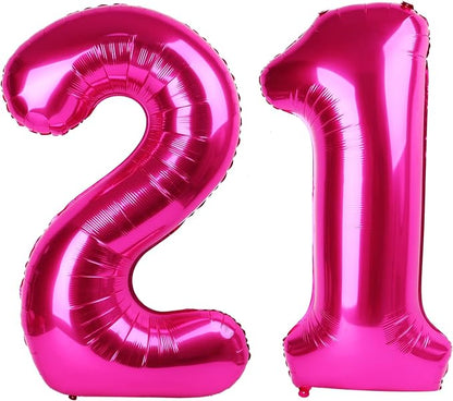 21 Balloon - Hot Pink Birthday Number Balloons, 40 Inch Party Decorations | Hot by ALPHADELTAPI