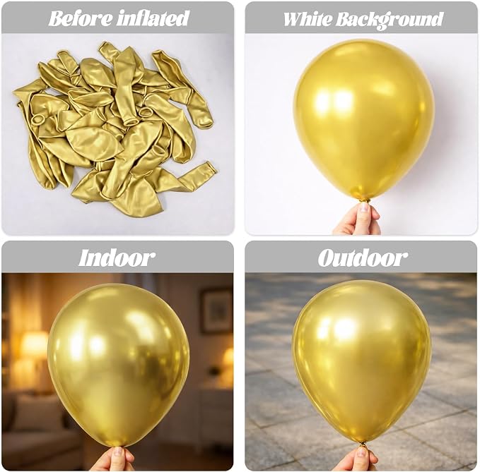 Voircoloria 66pcs Metallic Gold Latex Party Balloons, 12inch | - Image 3