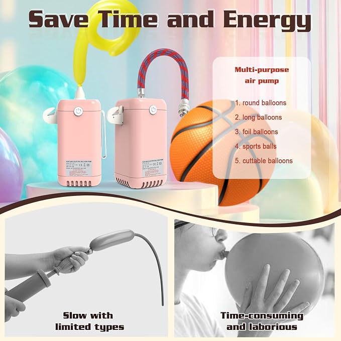 AXHJ Balloon Pump Electric Air Pumps, 2-in-1 Electric Air Balloon Pump，Balloon - Image 3