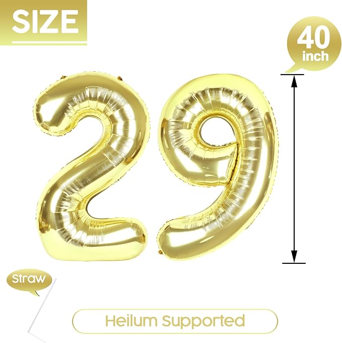 29 Balloon - Champagne Gold Birthday Number Balloons, 40 Inch Decorations | - Image 5
