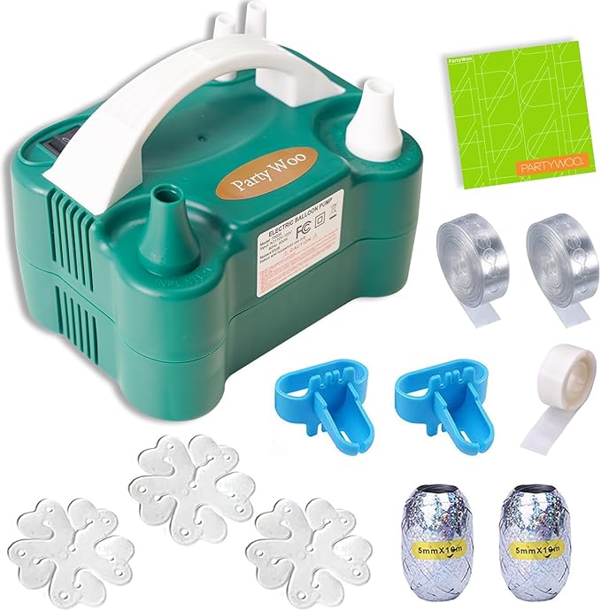 PartyWoo 110V 600W Electric Balloon Pump, Portable Balloon Inflator, Dual by PartyWoo
