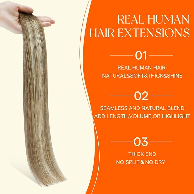 Full Shine Injection Invisible Tape in Hair Extensions 16 Inch Color Dark Brown 3 Fading to 8 and 22 Blonde Intact Machine Remy Tape in Human Hair Extensions Straight Skin Weft 20 Pcs 40 Grams