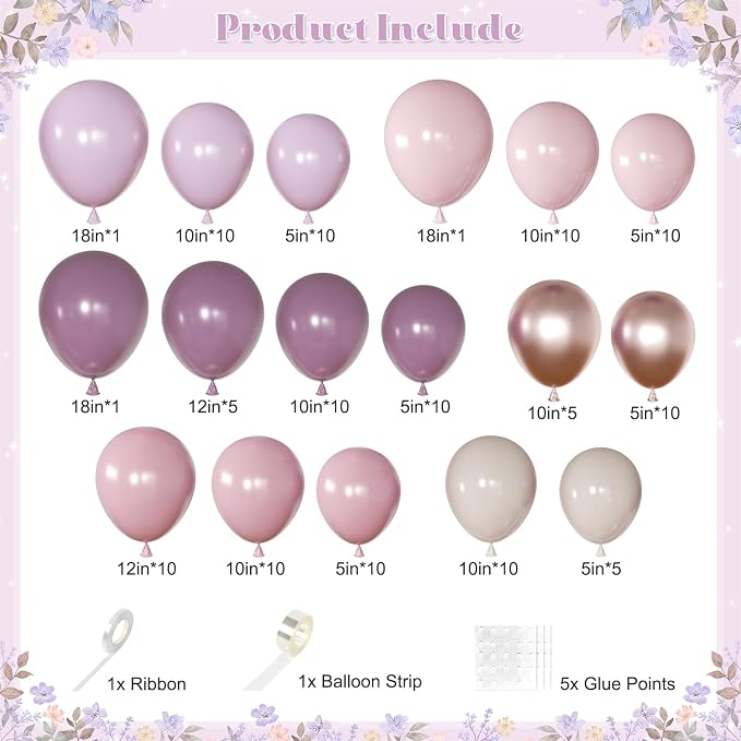 Pink and Purple Balloon Arch Kit - Image 2
