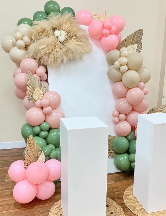 Baby in Bloom Balloon Arch Garland Kit, Sage Green Sand White Balloons - Image 7