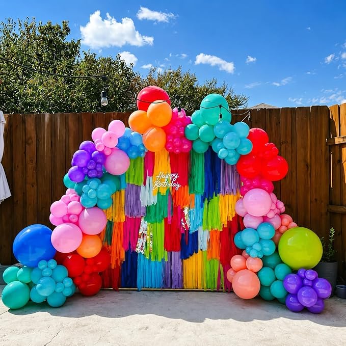 Colorful Balloons, 12 Inch Hot Pink Orange Yellow Teal Green Multicolor Bright - Image 8