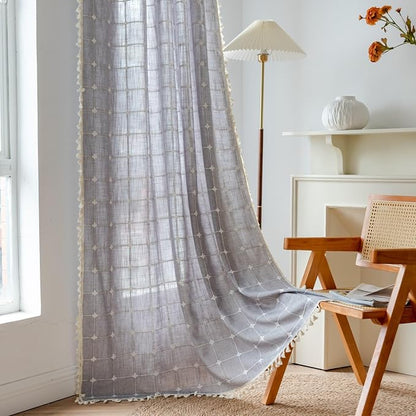 Sutuo Home Boho Curtains for Bedroom Living Room 84 Inch Length, Linen Light by SutuoHome