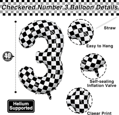 40 Inch Checkered Number 13 Balloon, self-sealing, air/helium compatible - Image 3