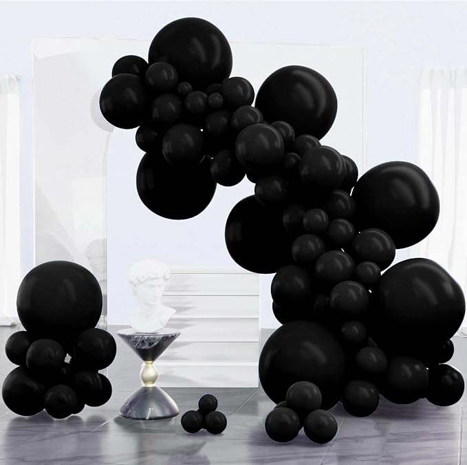 PartyWoo Black Balloons 100pcs Different Sizes of 18 12 10 5 Inch | Balloons by PartyWoo