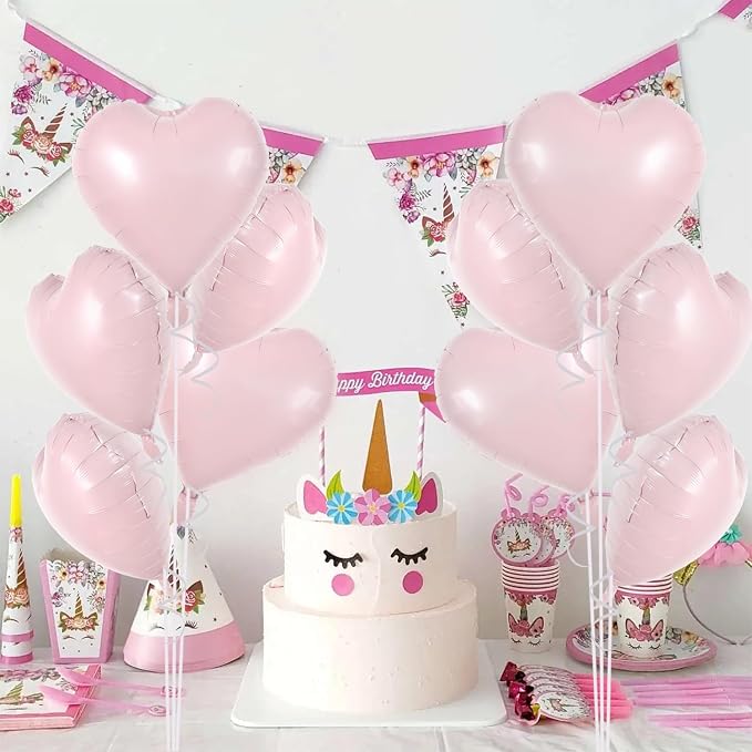 TONIFUL 30 Pcs Baby Pink Heart Balloons 18 Inch Heart Shape Foil Balloon | - Image 5
