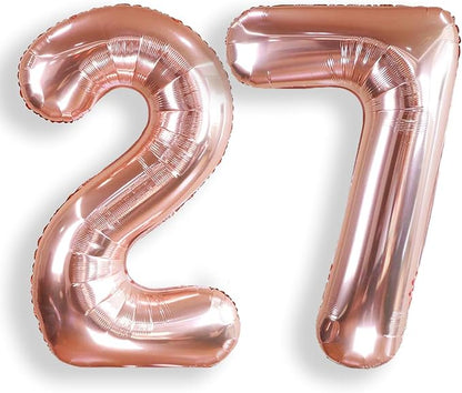 AULE 40 Inch Rose Gold 27 Balloon Number Foil 0-9 Birthday Big Numbers | by AULE