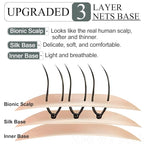 SEGO Hair Toppers for Women Real Human Hair with Thinning, with Front Bangs Clip in Toppers Straight 150% Density Silk Base -18 Inch #4/27 Medium Brown Mix Dark Blonde