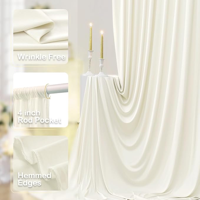 30ftx12ft Wrinkle Free Ivory Backdrop Curtains - Image 3