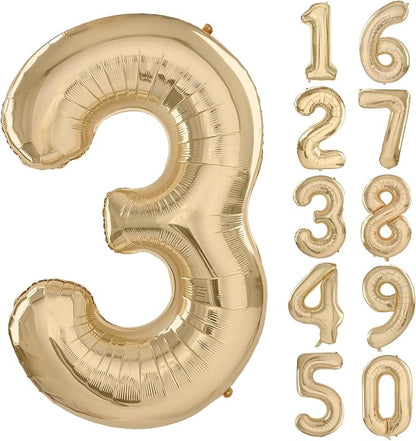 40 inch White Gold Number Balloon Giant Foil Helium Balloons Champagne Gold by Yeodong