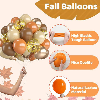 Fall Balloons for Autumn Birthday Wedding Party Decorations | 12-inch brown - Image 6