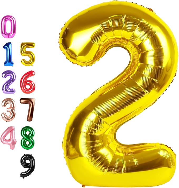 Number Balloons 2 Balloon 40 inch Gold by Enyeopd