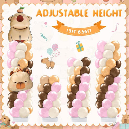 Kasyat 2 Sets Capybara Balloon Column Stand Kit Pink Brown Beige Orange - Image 5