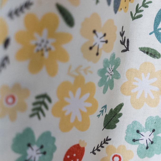 Sutuo Home Boho Curtain Semi-Blackout Colorful Florals Print Cotton Linen Fabric - Image 5