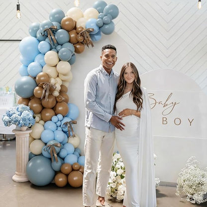 Dusty Blue Brown Balloon Arch Kit - Image 7