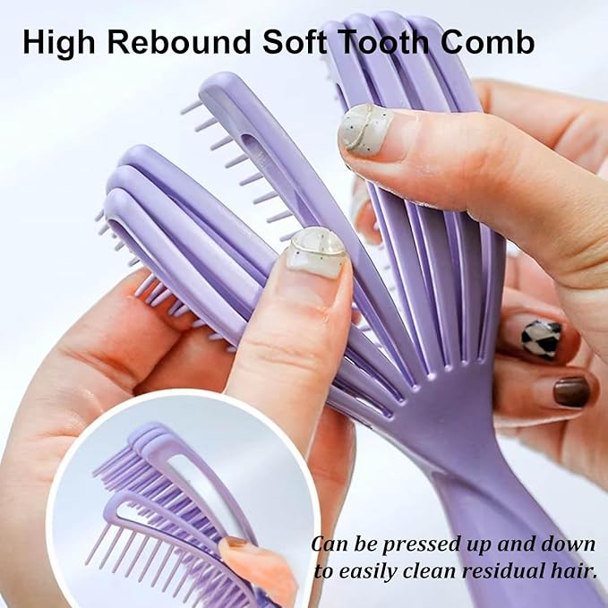 Hair Brush for Afro American/African Hair Textured Professional Curved Vented Brush Wet Dry Curly Hairbrush Detangling Massage Hairdressing Comb (Purple, Big)