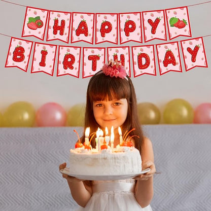 Strawberry Happy Birthday Banner Strawberry Birthday Party Decorations Baby - Image 4