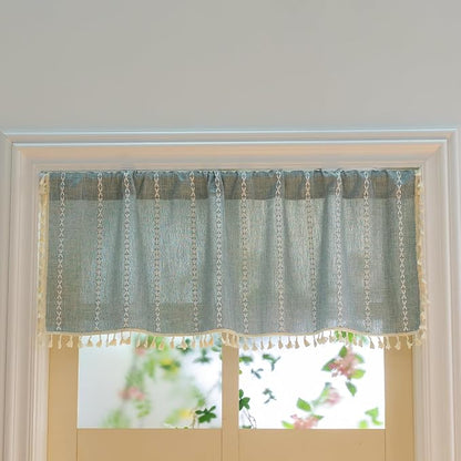 Sutuo Home Boho Linen Curtains Valance - Image 4