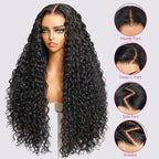 210% Density 13x6 Full Lace Frontal Wigs Human Hair 12A Deep Wave Brazilian Virgin Human Hair Pre Plucked HD Transparent Lace Glueless Wigs 22 Inch