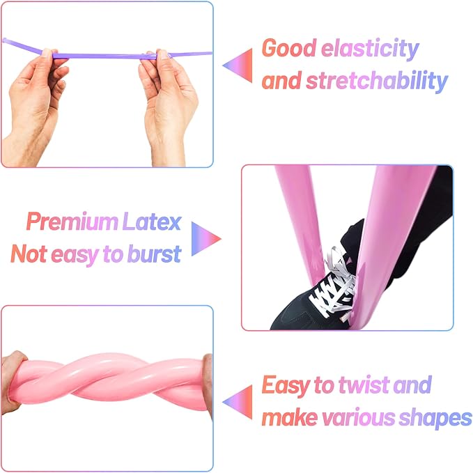 LXZFCRG Long Balloons with Pump, Premium Latex Twisting Balloons animal kit - Image 4