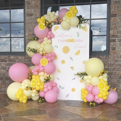 Pink Yellow Balloon Arch Kit for Lemon Baby Shower Birthday Decor | 124Pcs Maca - Image 3