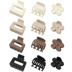 3 Styles Matte Hair Clips for Women 12 PCS Small Medium Claw Clips for Thin Thick Hair 2'' Rectangle Hair Claws 1.5'' Double Row Small Claw Clips Flower Clips Combination | Hair Accessories for Women