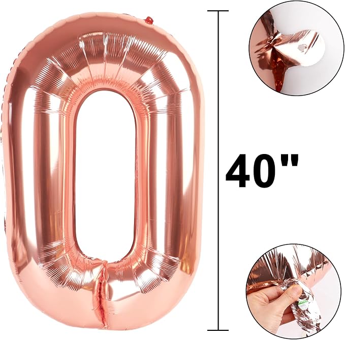 40 Inch Rose Gold Number 60 Balloons Foil Digital Helium Number Balloons - Image 6