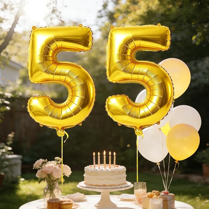 40 Inch Number 55 Balloons for 55th Birthday Party Decorations, 0-100 Gold - Image 3