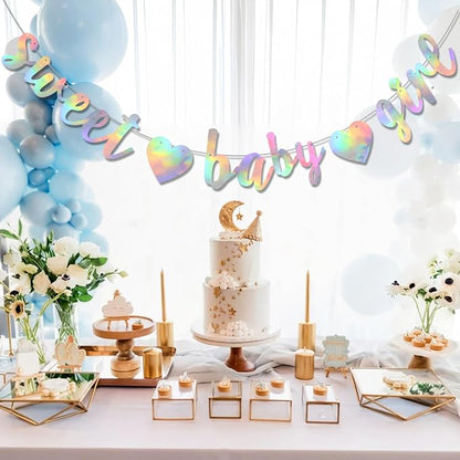BEISHIDA Pre-Strung Iridescent Girl Baby Banner Baby Shower Decor | NO DIY - Image 4