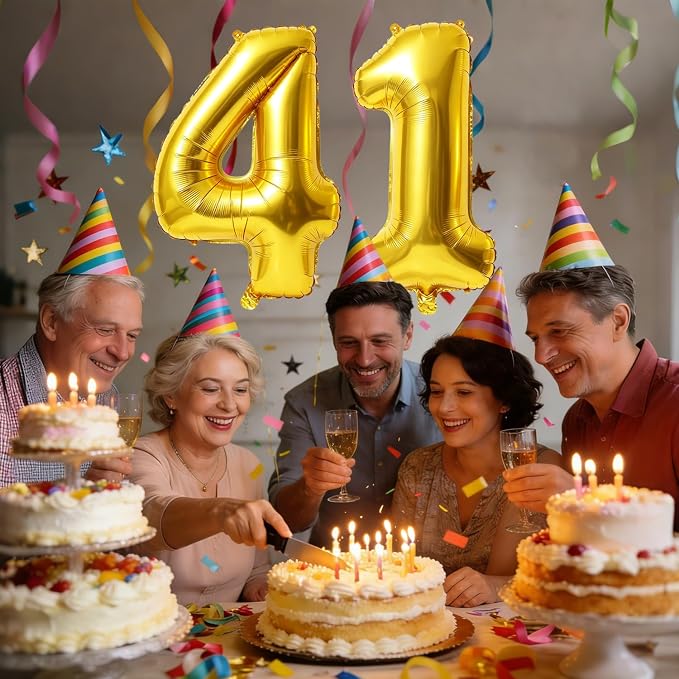 40 Inch Number 41 Balloons for 41st Birthday Party Decorations, 0-100 Gold - Image 2