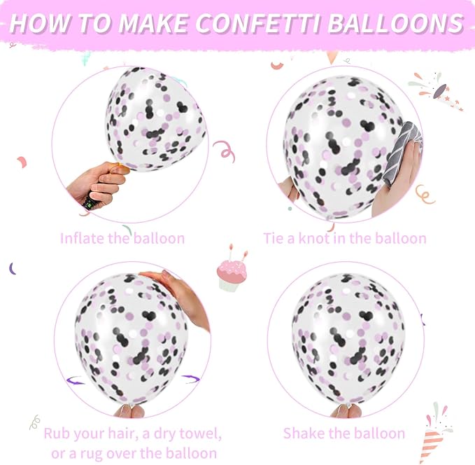 Pink and Black Balloons, Hot Pink Balloons White Dots Black White Dots Balloon - Image 7